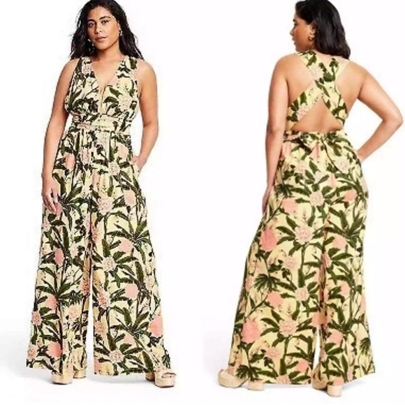 NWT Agua Bendita × Target Wideleg Botanical Sleeveless Jumpsuit size 1X - Picture 8 of 15